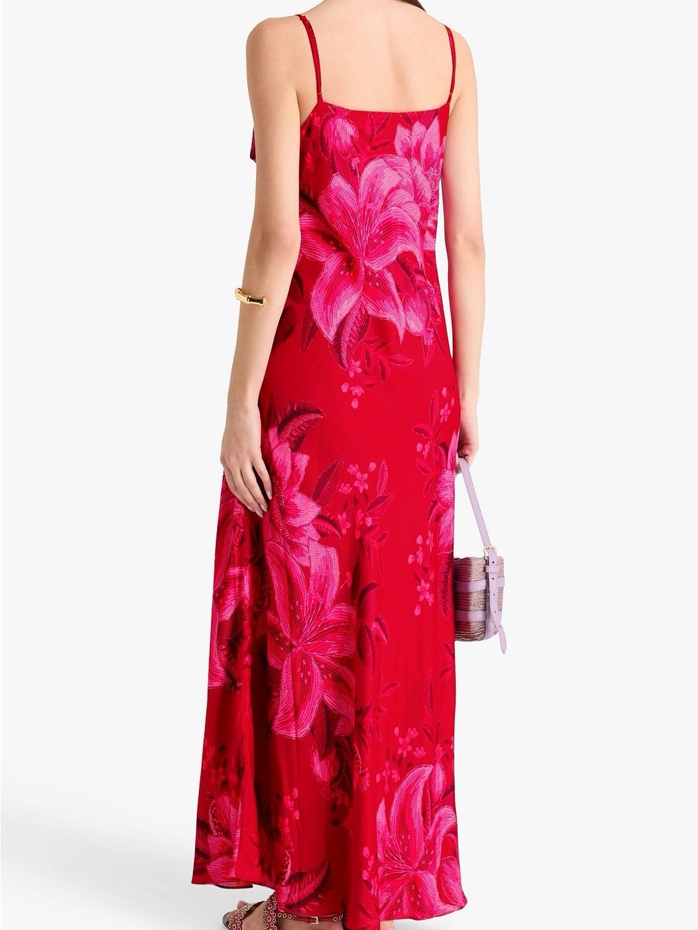 FARM Rio Red Floral Slip Maxi Dress with Pink Blooms - Picture 2 of 8